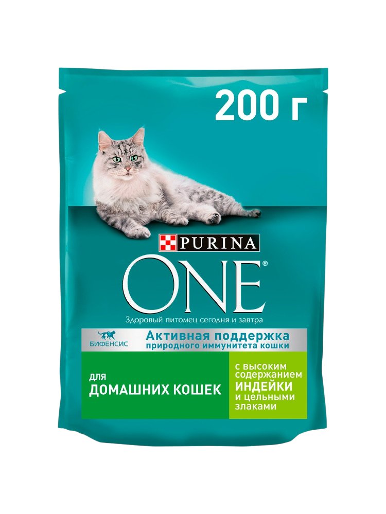 КОРМ Д/КОШЕК PURINA ONE 200Г ИНДЕЙКА/ЦЕЛН ЗЛАКИ Д/ДОМ КОШЕК